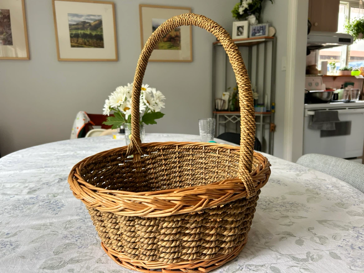 Woven Wicker Basket with Handle