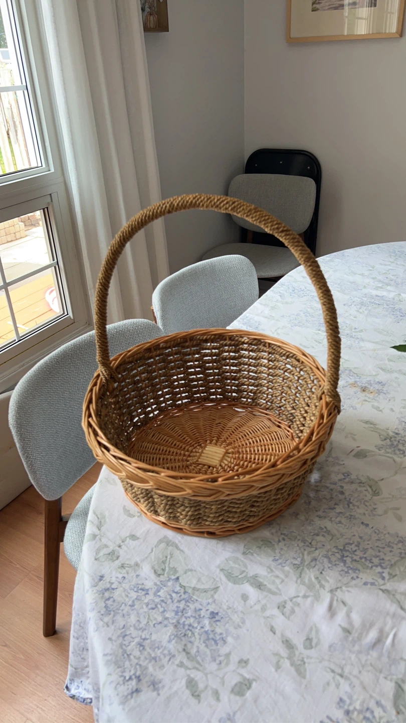 Woven Wicker Basket with Handle - photo 2