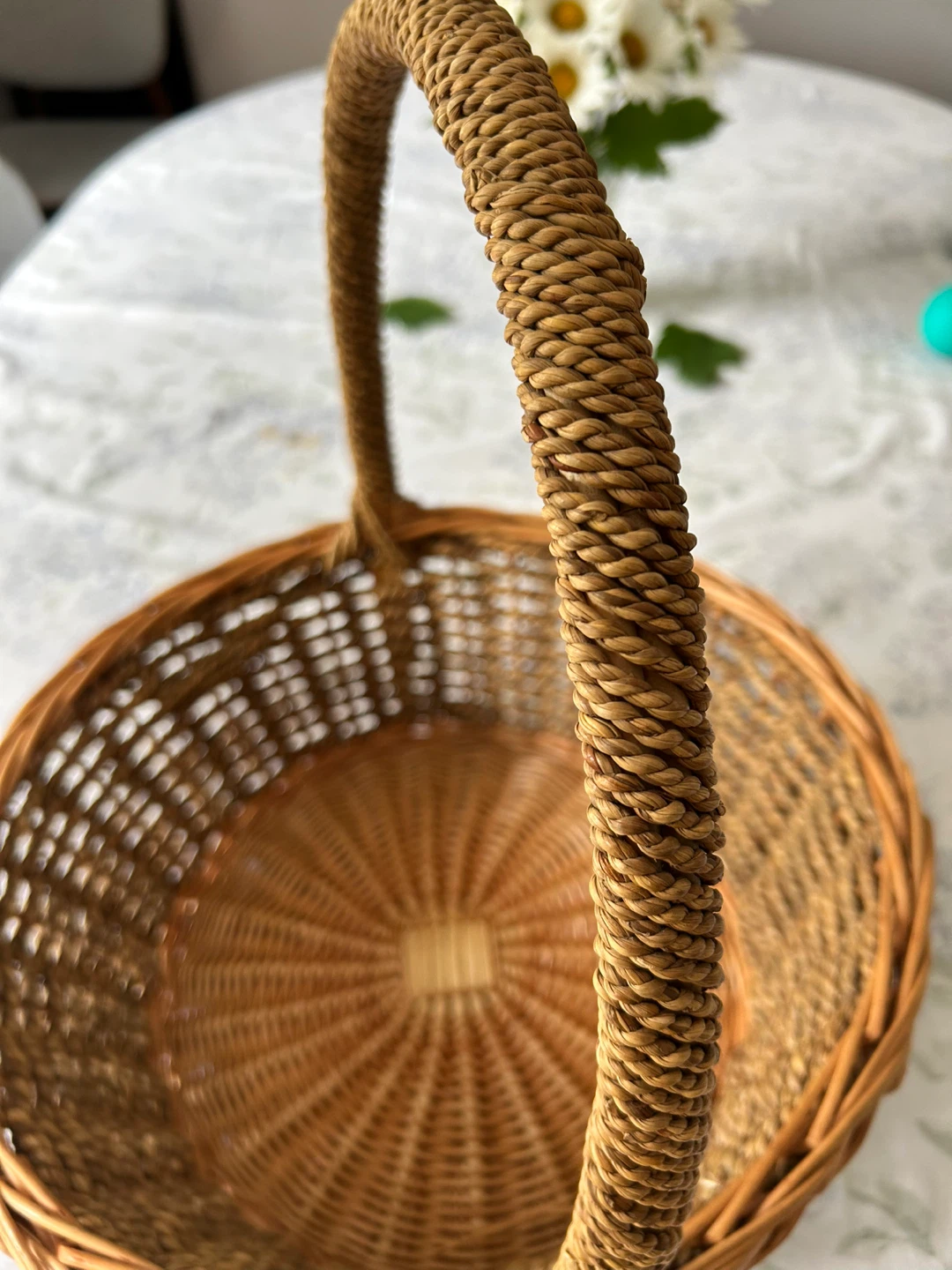 Woven Wicker Basket with Handle - photo 3