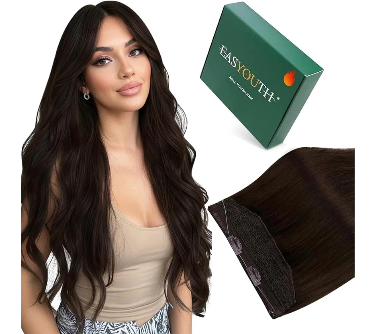 X2 20” Brown Clip-In Human Hair Extensions