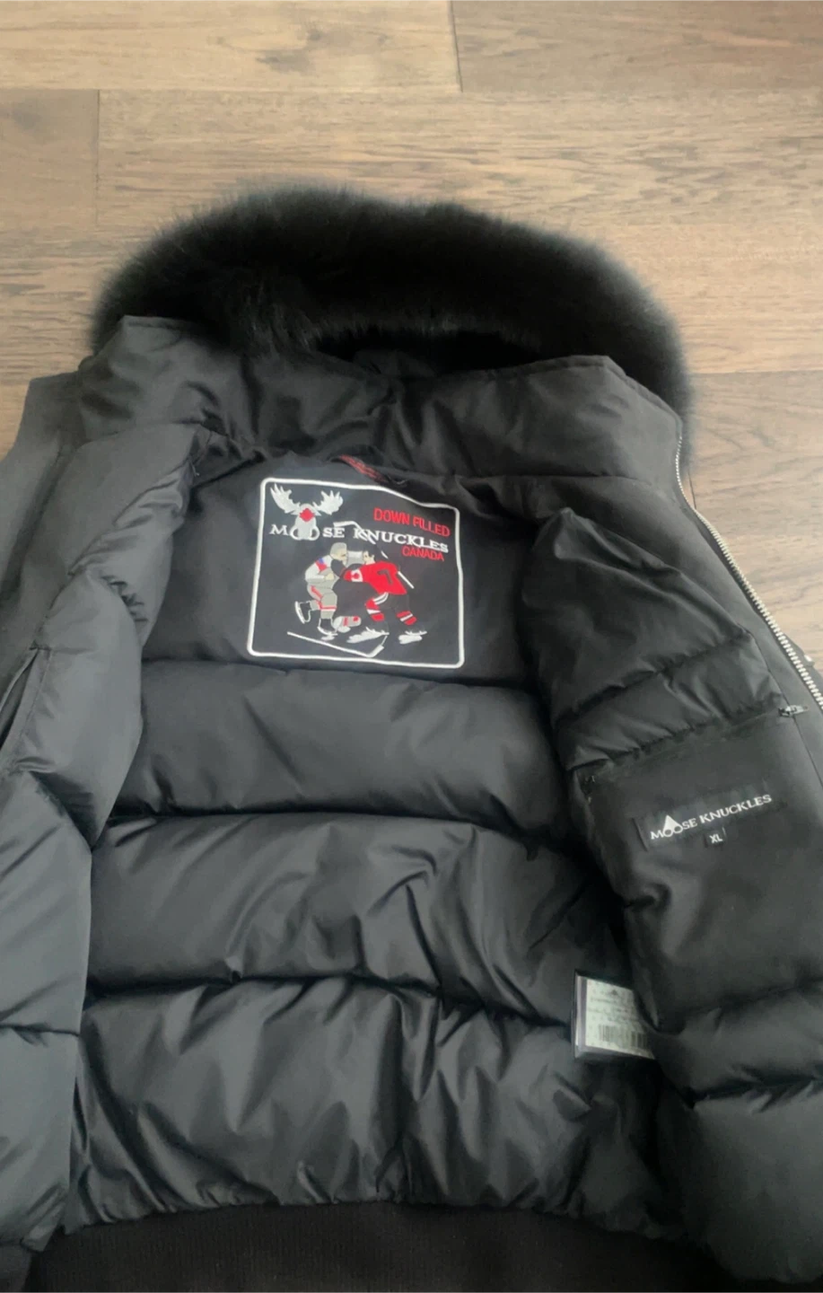 Moose Knuckles Black Down Filled Bomber Jacket - photo 3
