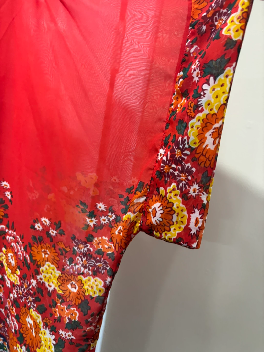 Red Floral Sheer Kimono Cardigan - photo 2