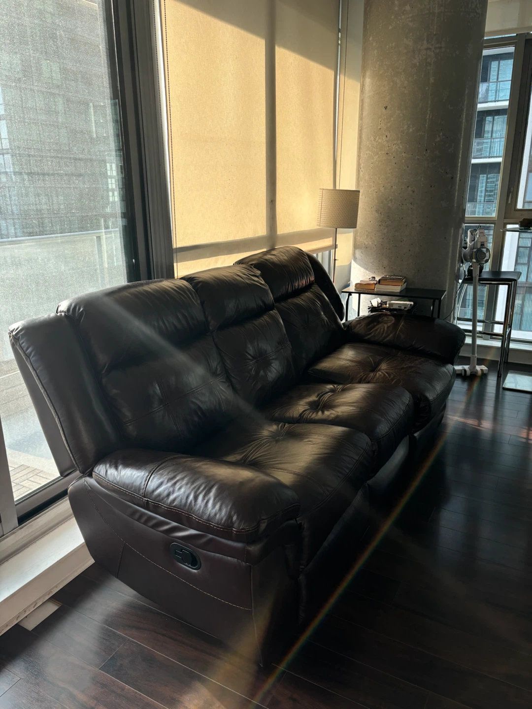 Brown Leather Reclining Sofa