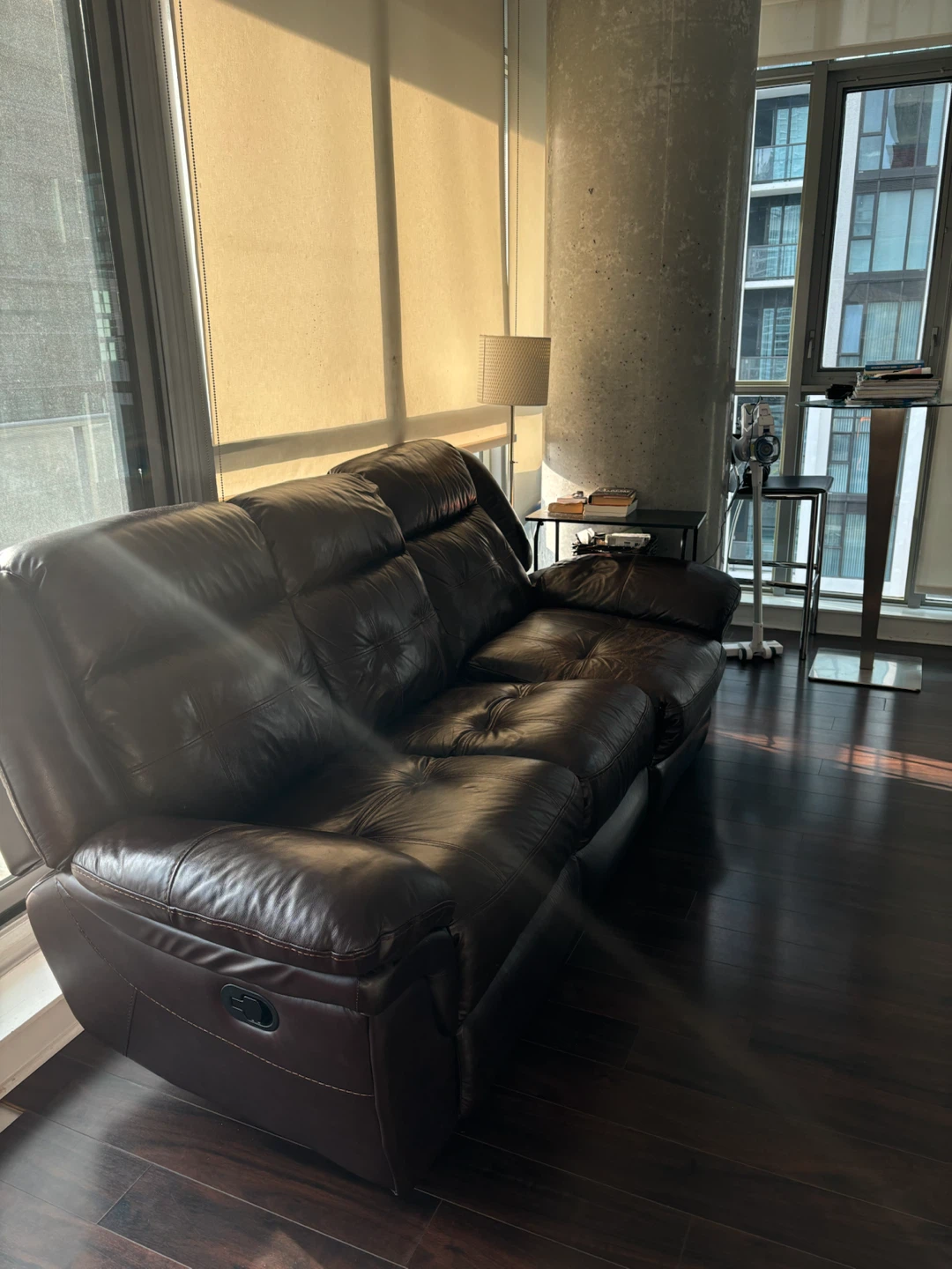 Brown Leather Reclining Sofa - photo 2