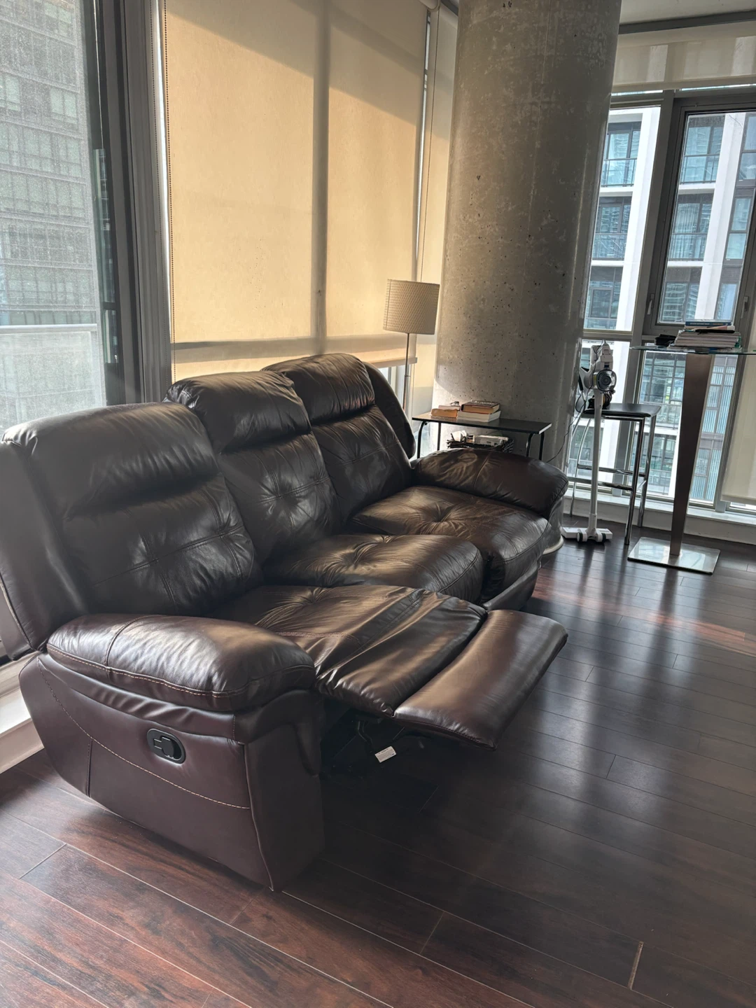 Brown Leather Reclining Sofa - photo 4
