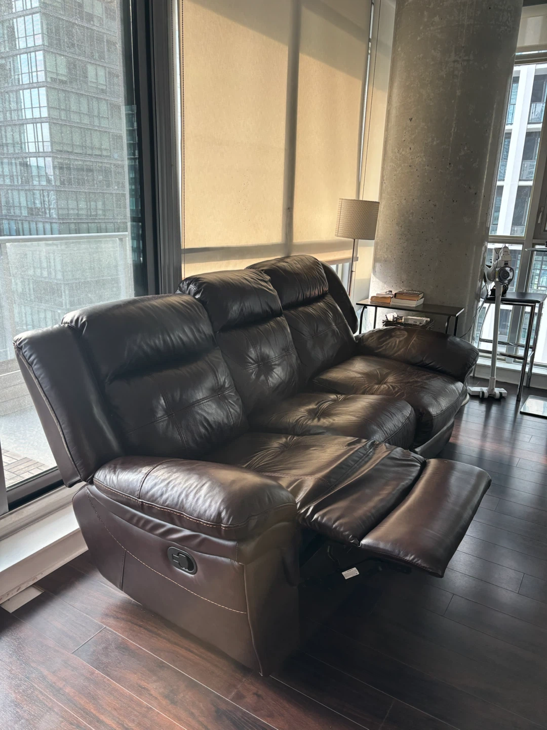 Brown Leather Reclining Sofa - photo 5