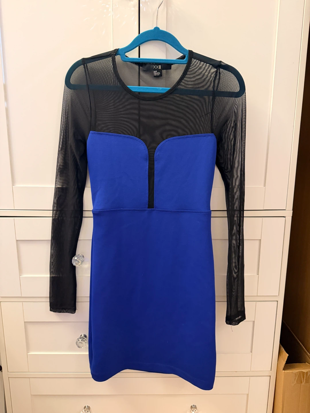 Black and Royal Blue Mesh Dress