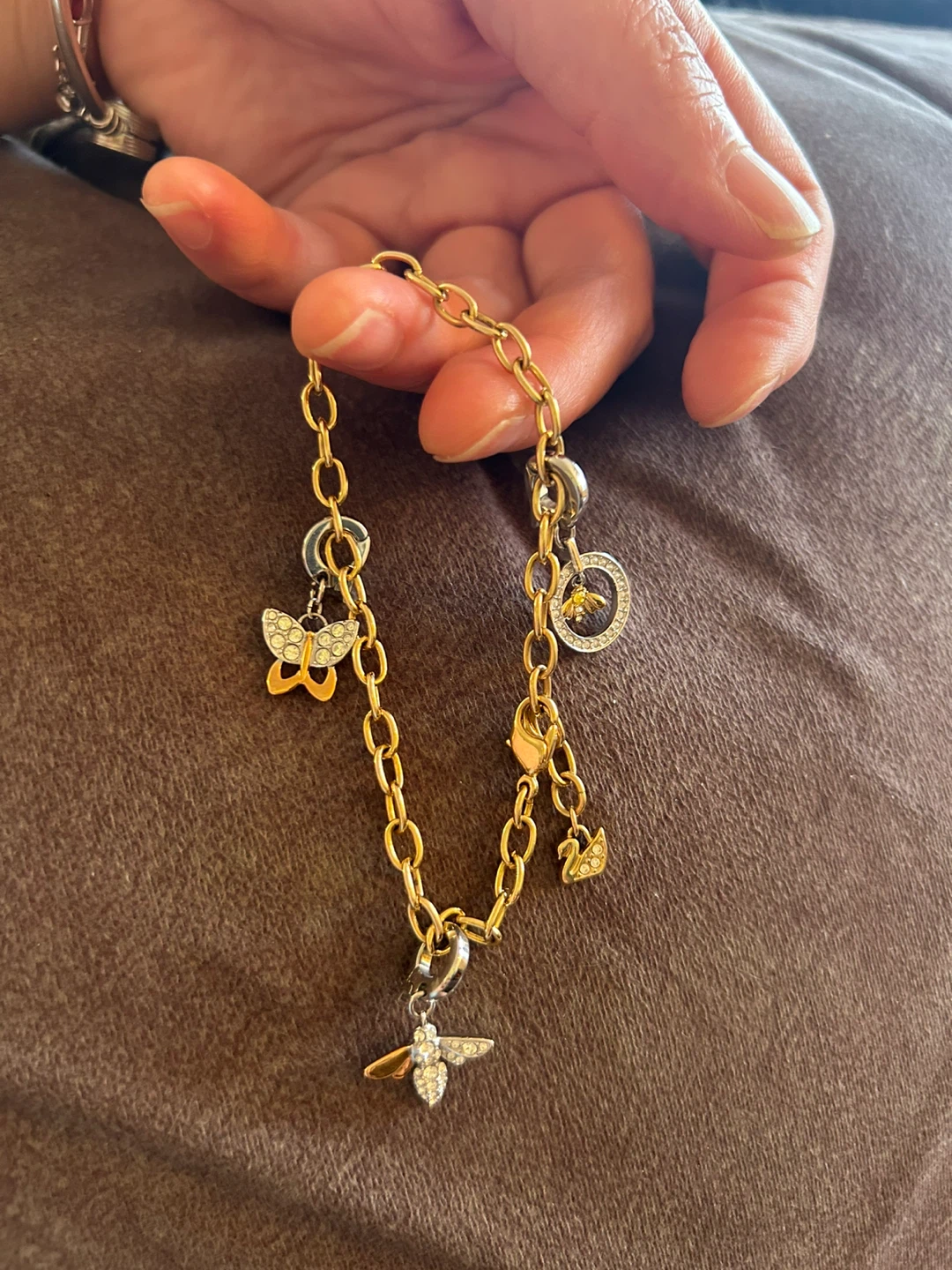 Swarovski bracelet w/ Butterfly and Bee Charms