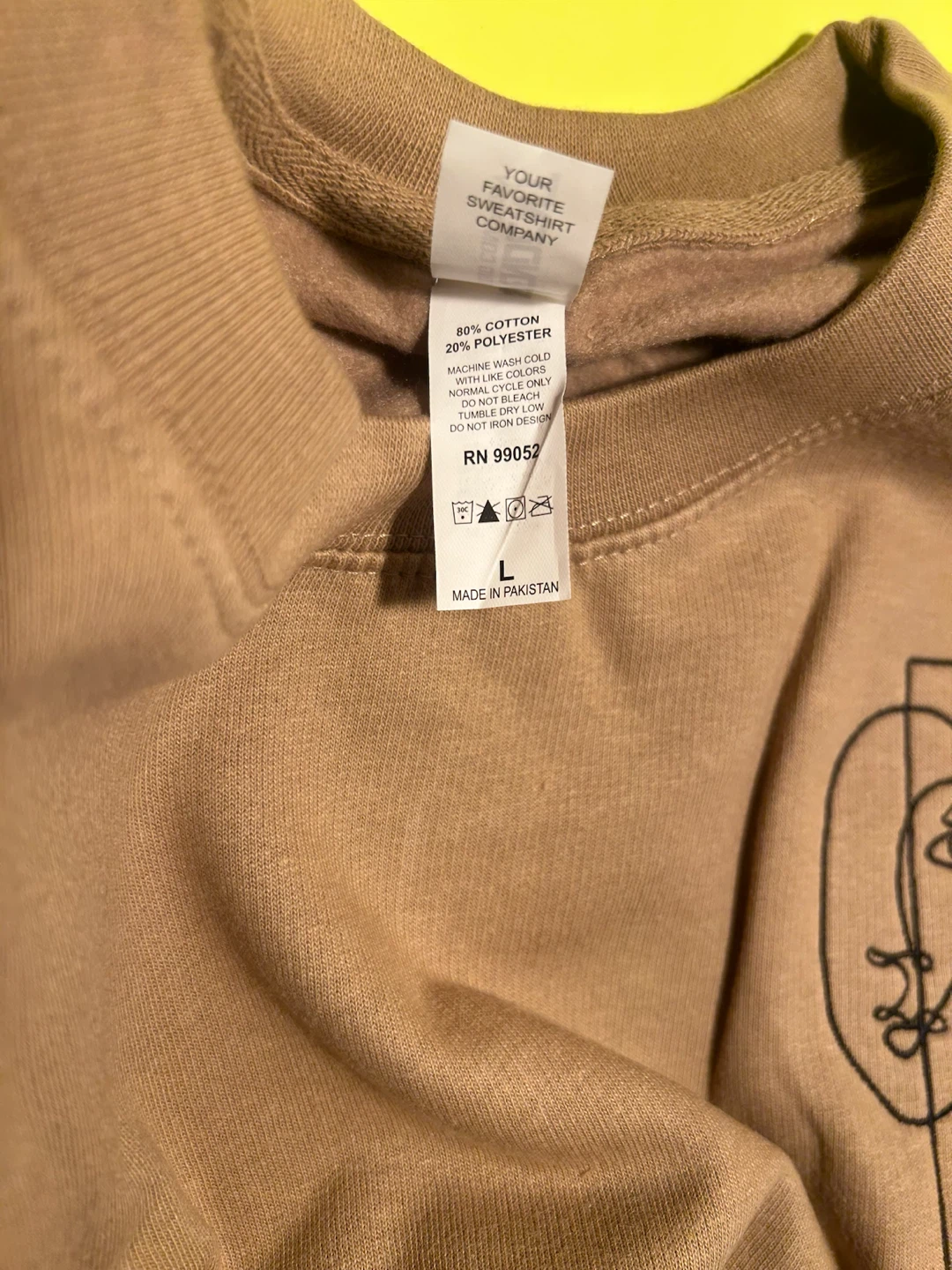 Brown Crewneck Sweatshirt with Line Art Design - Size L - photo 4