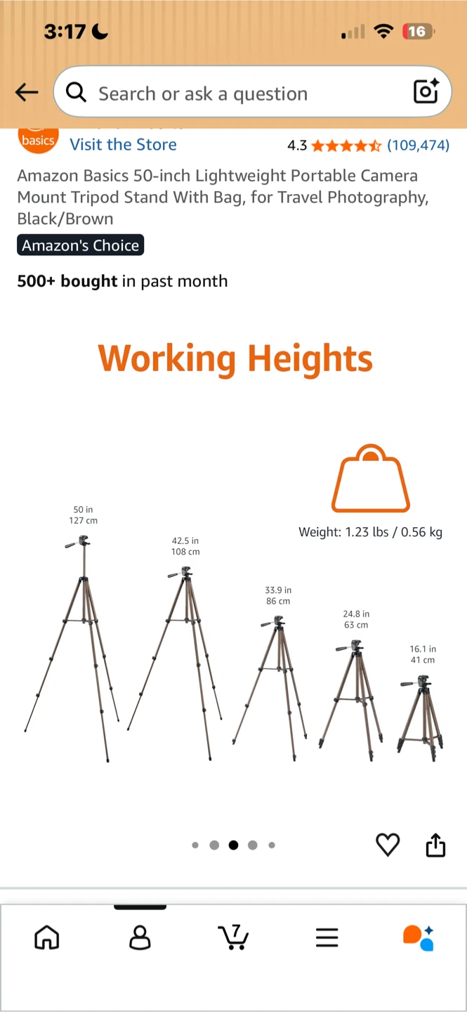 Amazon Basics 50-inch Lightweight Camera Tripod - photo 3