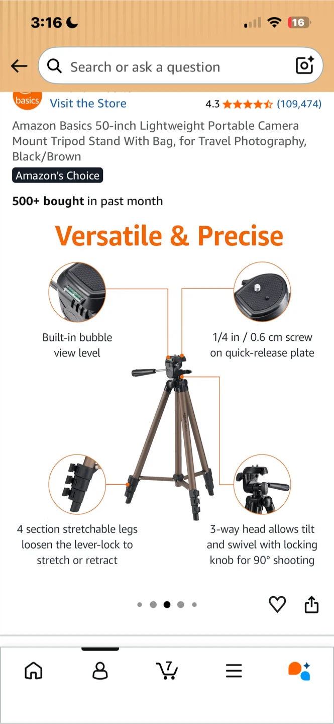 Amazon Basics 50-inch Lightweight Camera Tripod - photo 5
