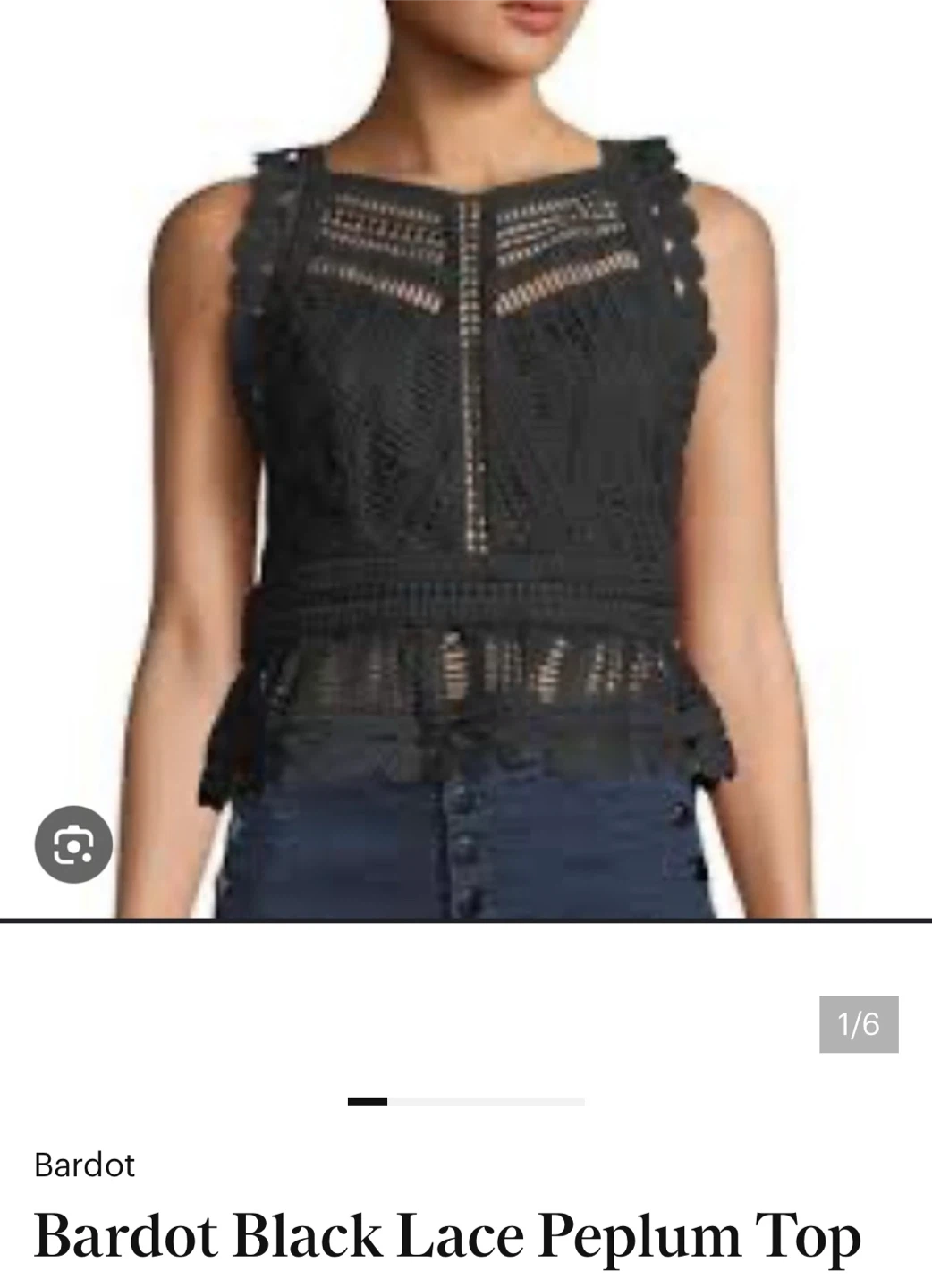 PAID $229!! Brand new REVOLVE Bardot Black Lace Peplum Top - photo 3