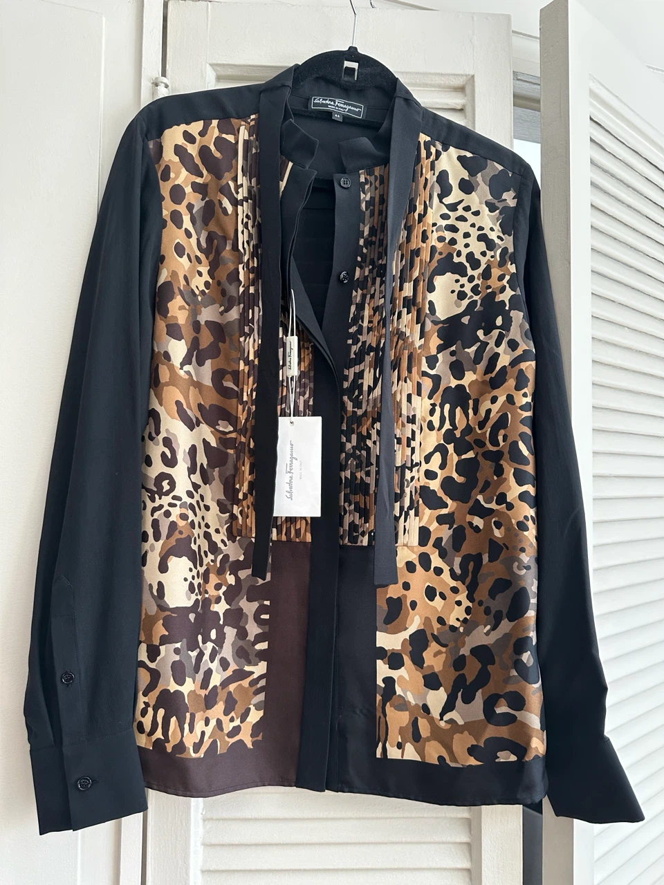 Salvatore Ferragamo Leopard Print Silk Shirt