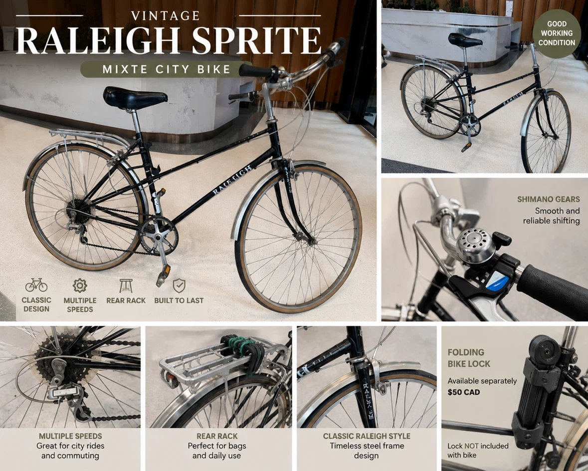 Vintage Raleigh Sprite Mixte City Bike – Shimano – $199