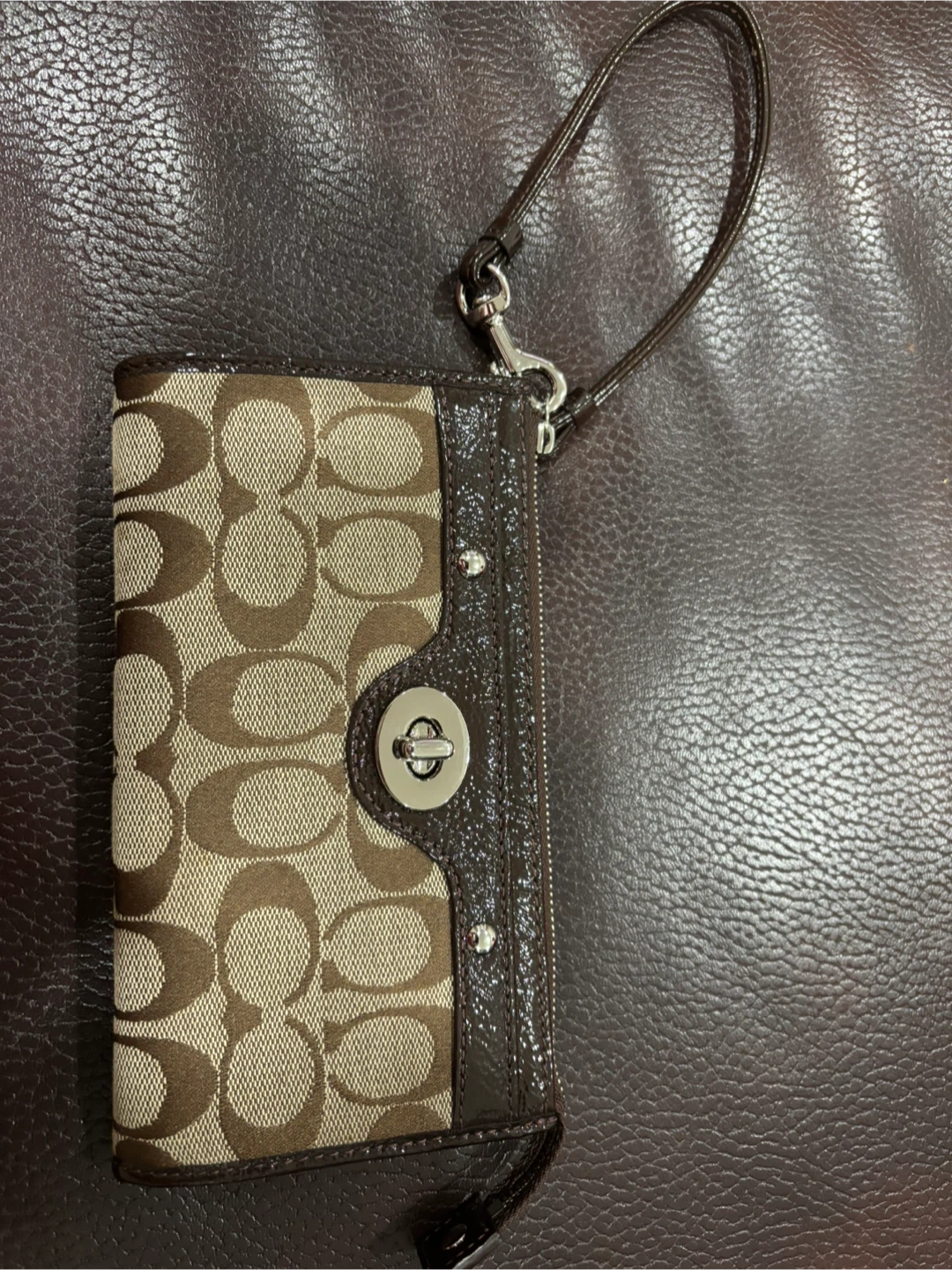 Coach Signature Canvas Wristlet