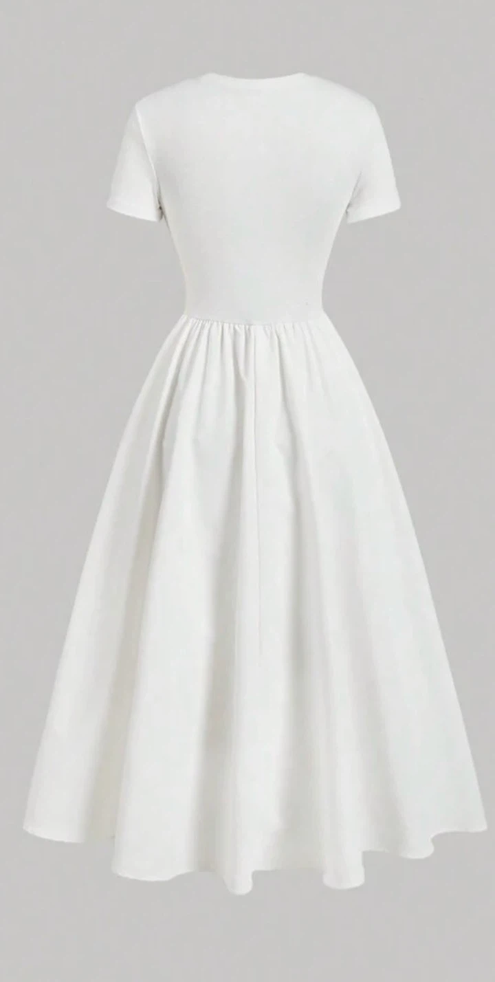 White Corset Style A-Line Midi Dress