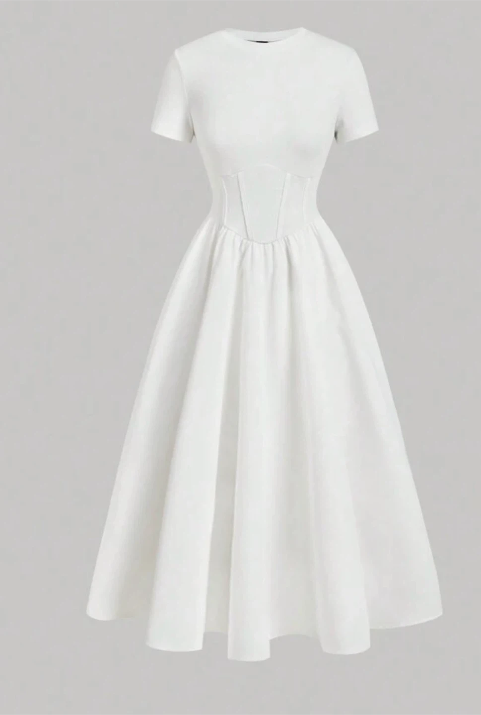 White Corset Style A-Line Midi Dress - photo 2