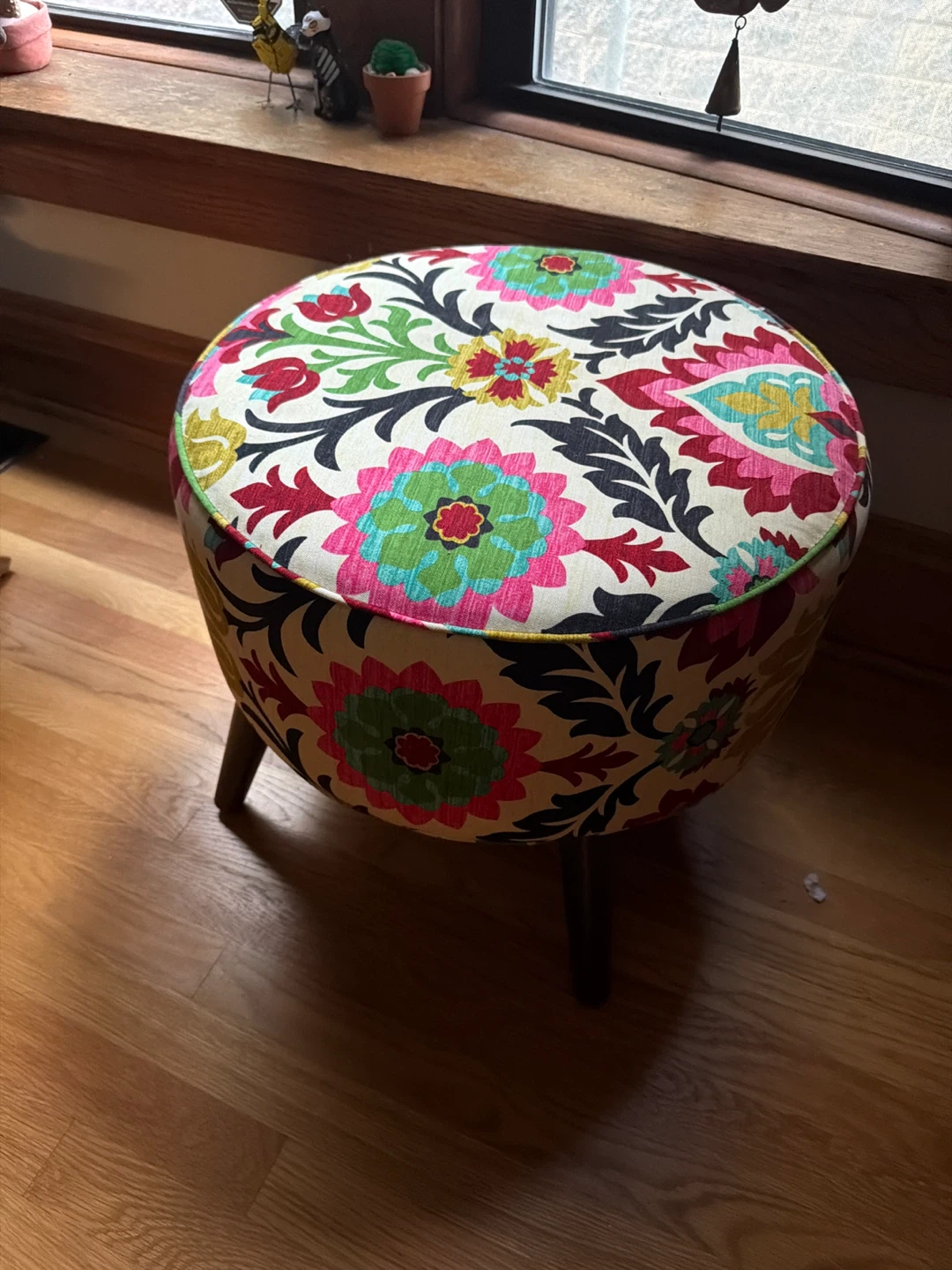 Floral Round Ottoman Footstool