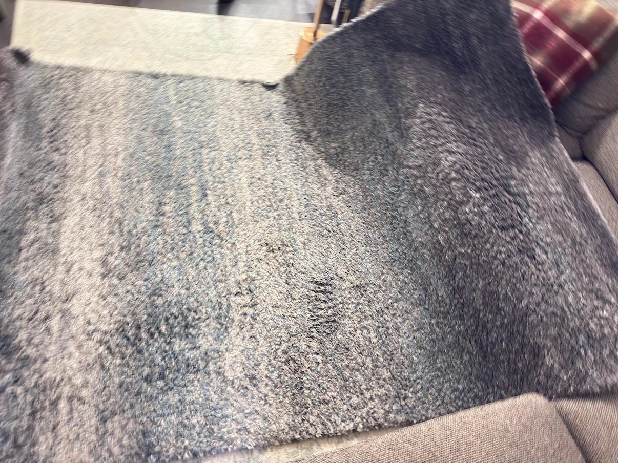 Grey and Blue Shag Area Rug - 64" x 90"