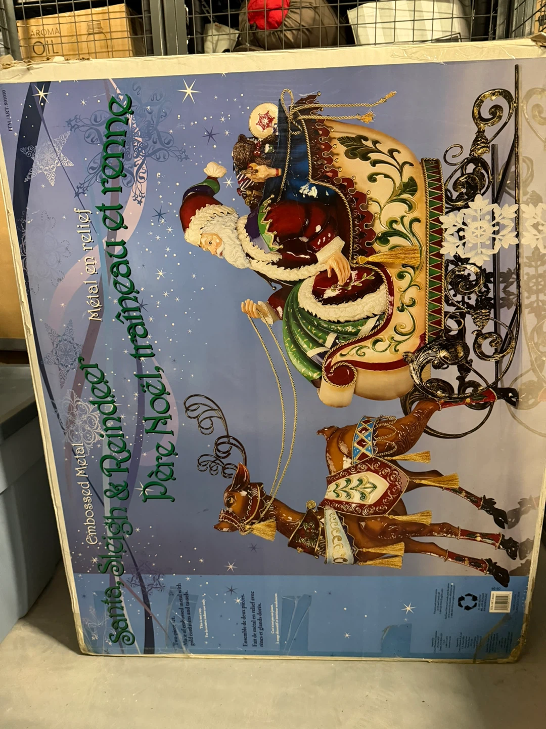 Santa's Sleigh & Reindeer Embossed Metal Decoration - photo 2