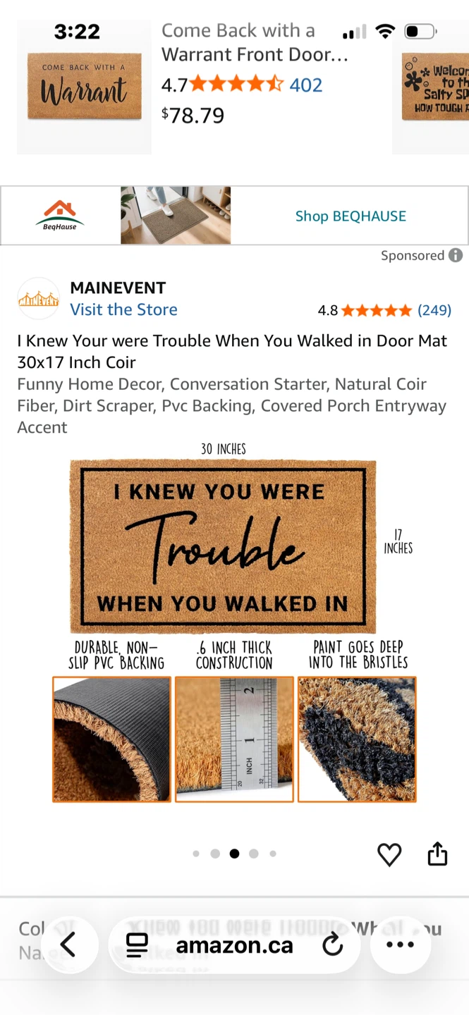 MAINEVENT I Knew You Were Trouble Coir Doormat - photo 3