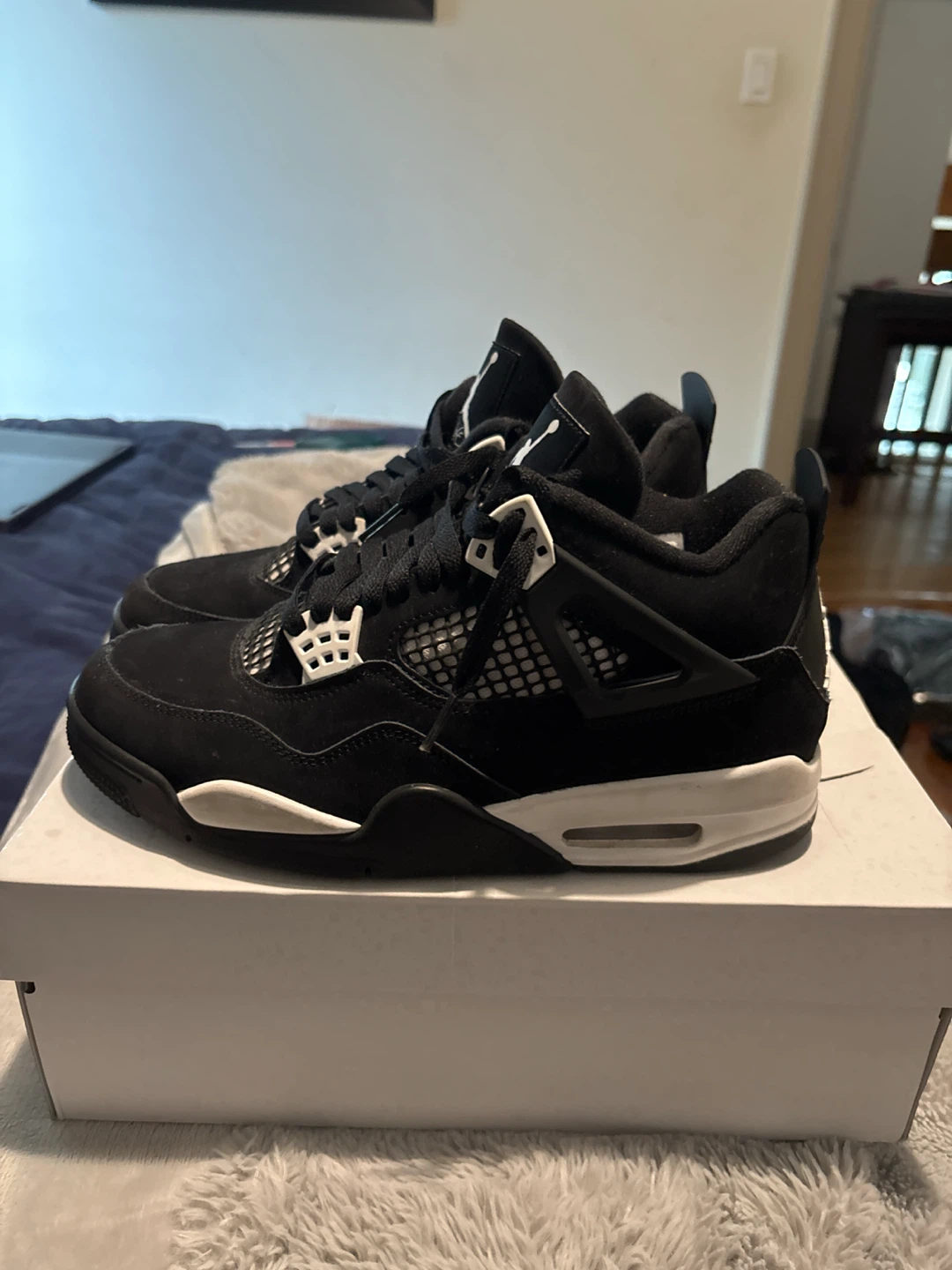 Air Jordan 4 Retro Black White Sneakers - photo 2