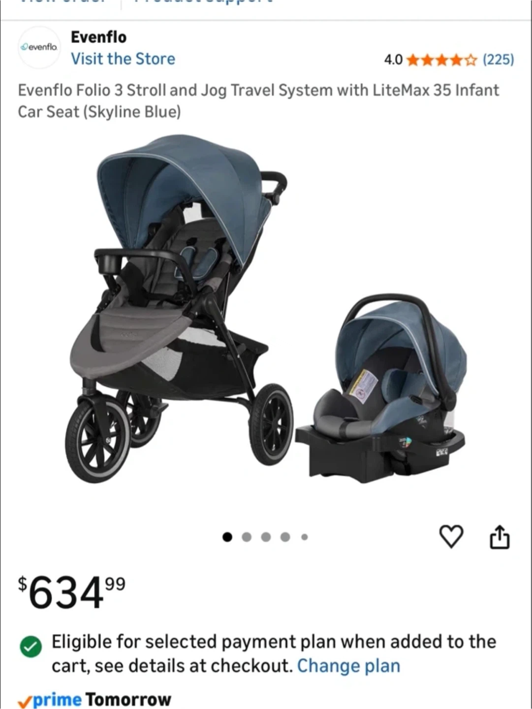 Evenflo Folio 3 Stroll and Jog Travel System - Skyline Blue - photo 5