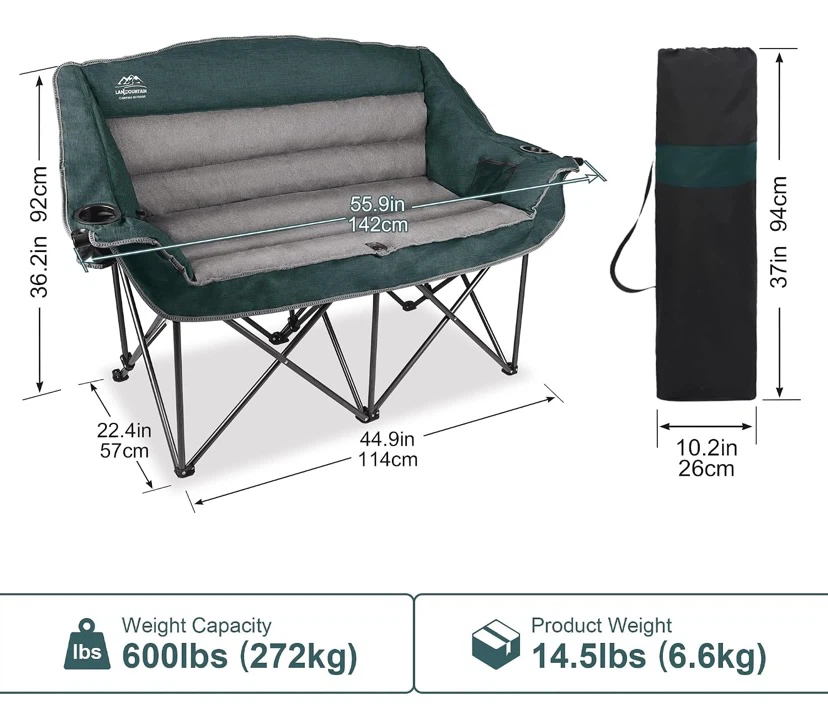 Lanmountain Fully Padded Folding Oversized Double Camping Chair - photo 2