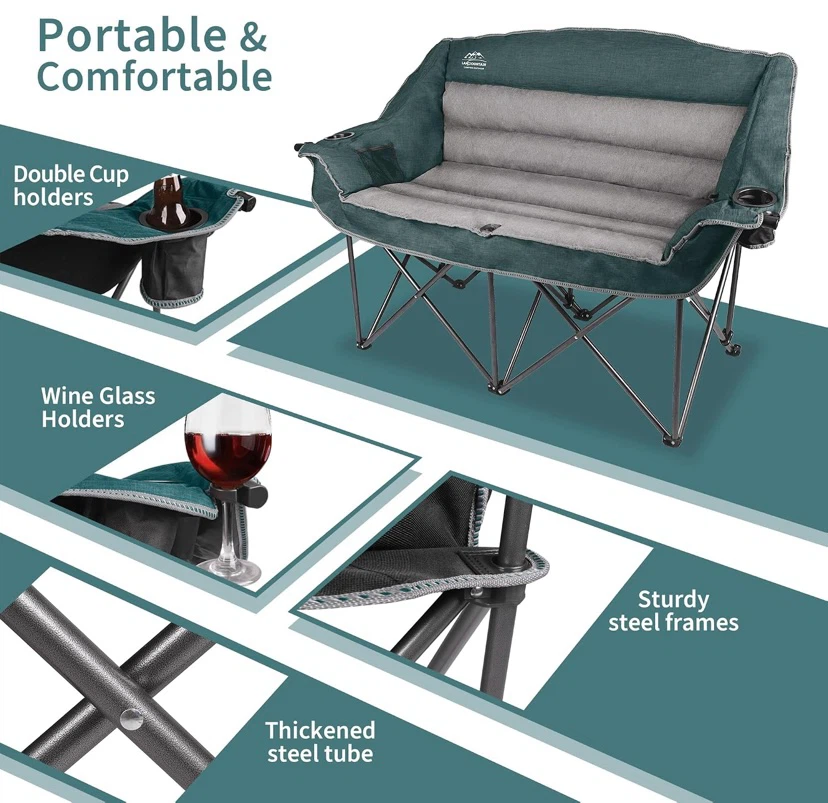 Lanmountain Fully Padded Folding Oversized Double Camping Chair - photo 3