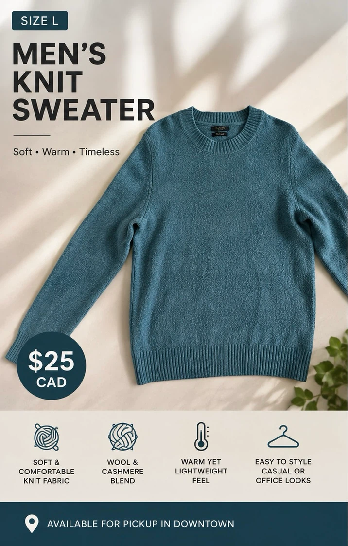 Massimo Dutti Men's Knit Sweater - Size L