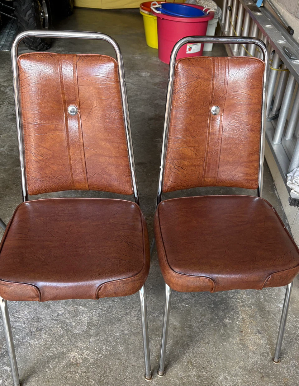 Vintage Brown Faux Leather Dining Chairs (Set of 2)