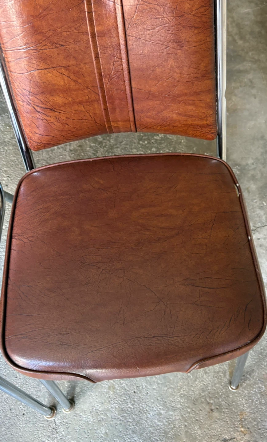 Vintage Brown Faux Leather Dining Chairs (Set of 2) - photo 2