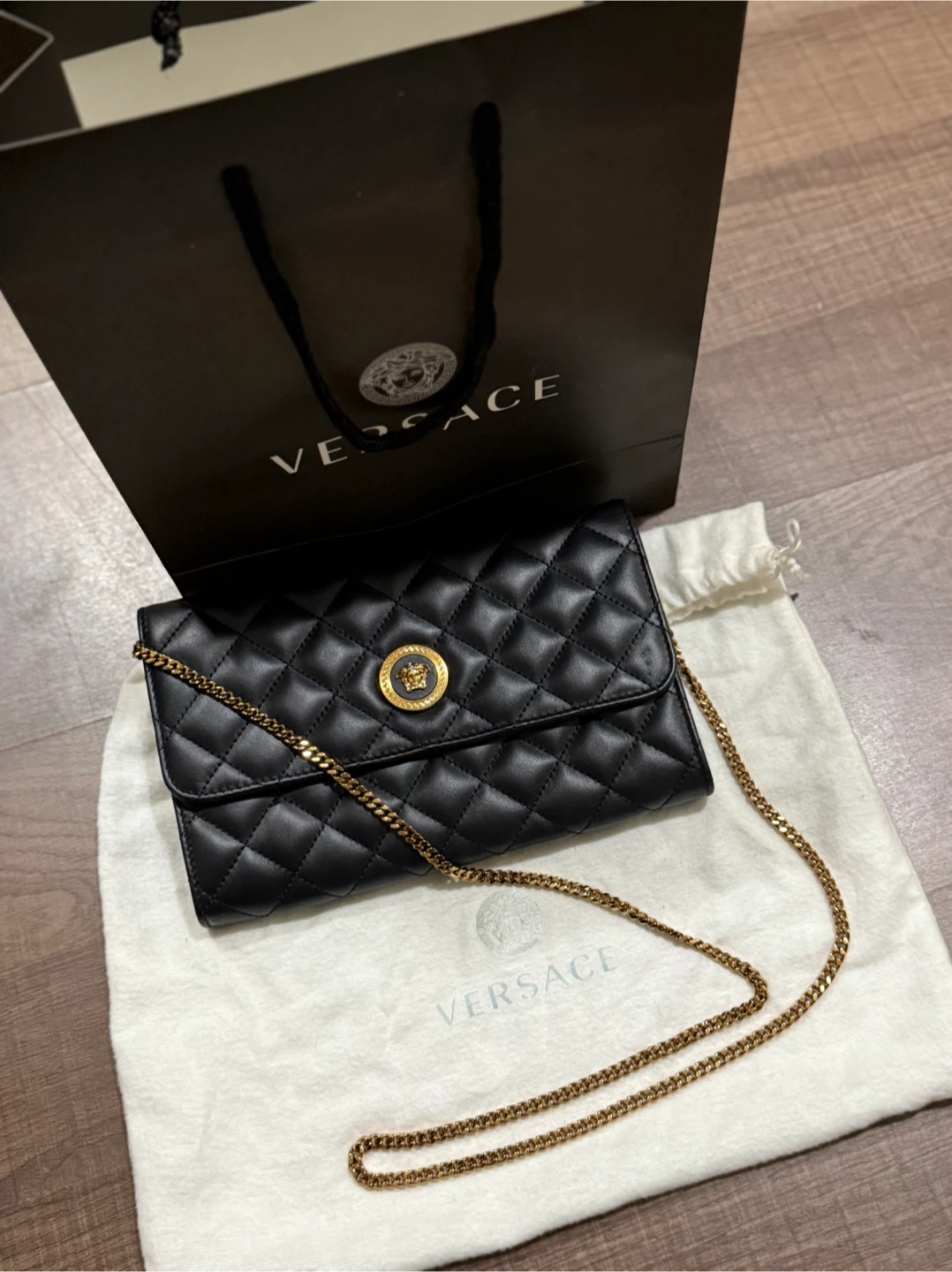Versace Quilted Chain Cross Body Bag