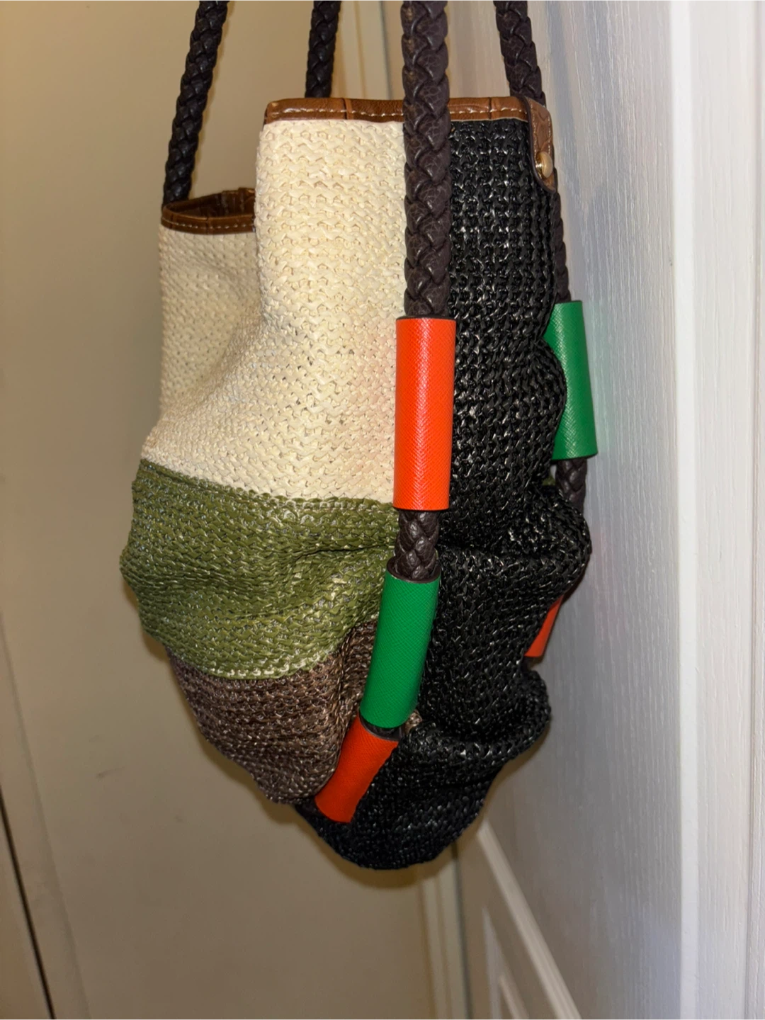 Woven Straw Tote Bag with Braided Straps - photo 2
