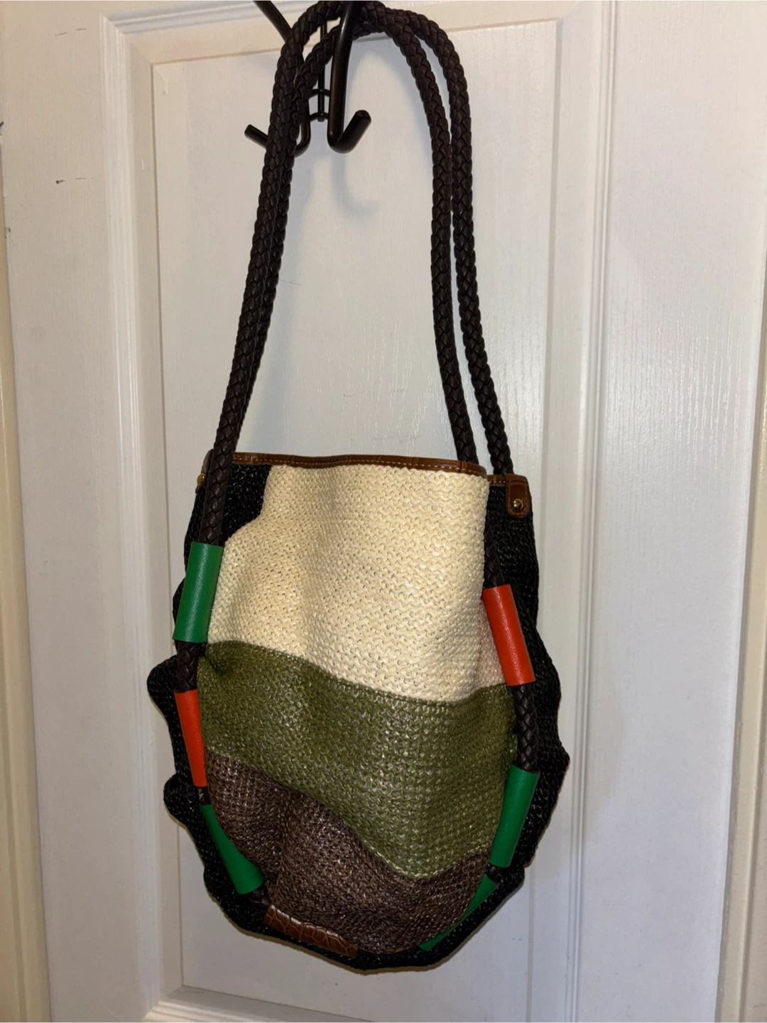 Woven Straw Tote Bag with Braided Straps - photo 3