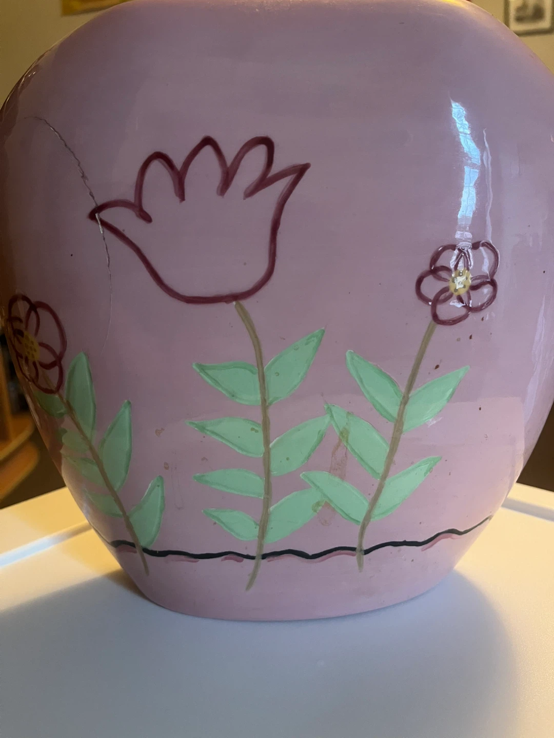 Pink Floral Ceramic Vase - photo 2