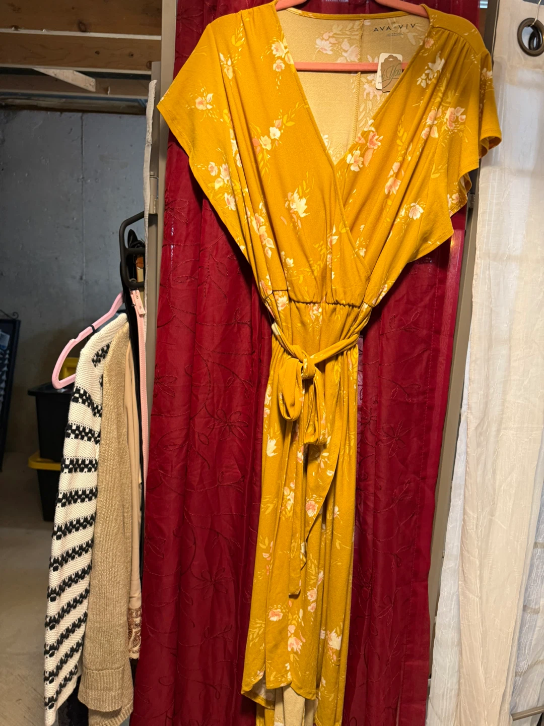 AVA & VIV Yellow Floral Wrap Dress - photo 2