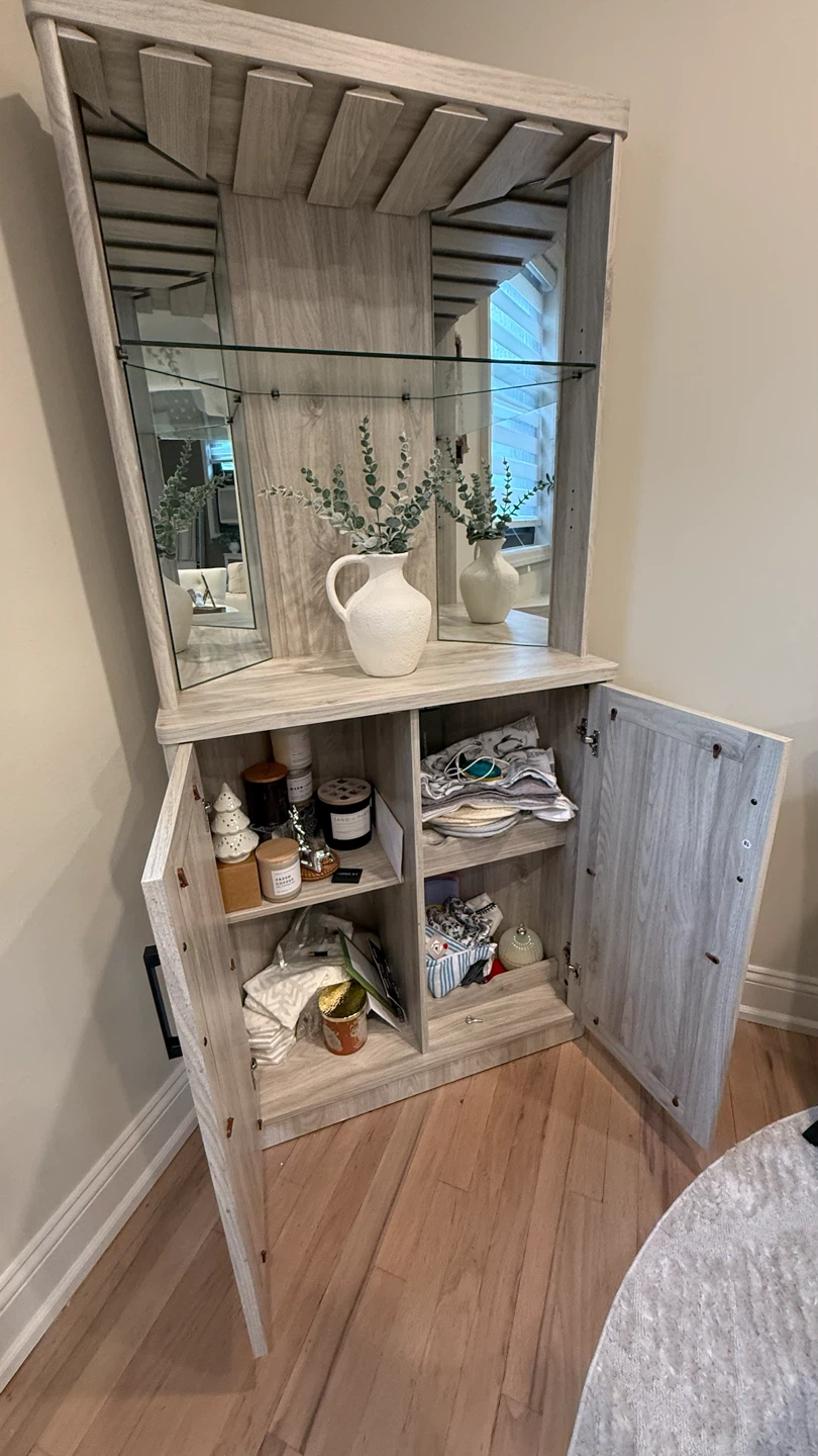 Corner Bar Cabinet with Mirrored Doors - photo 2