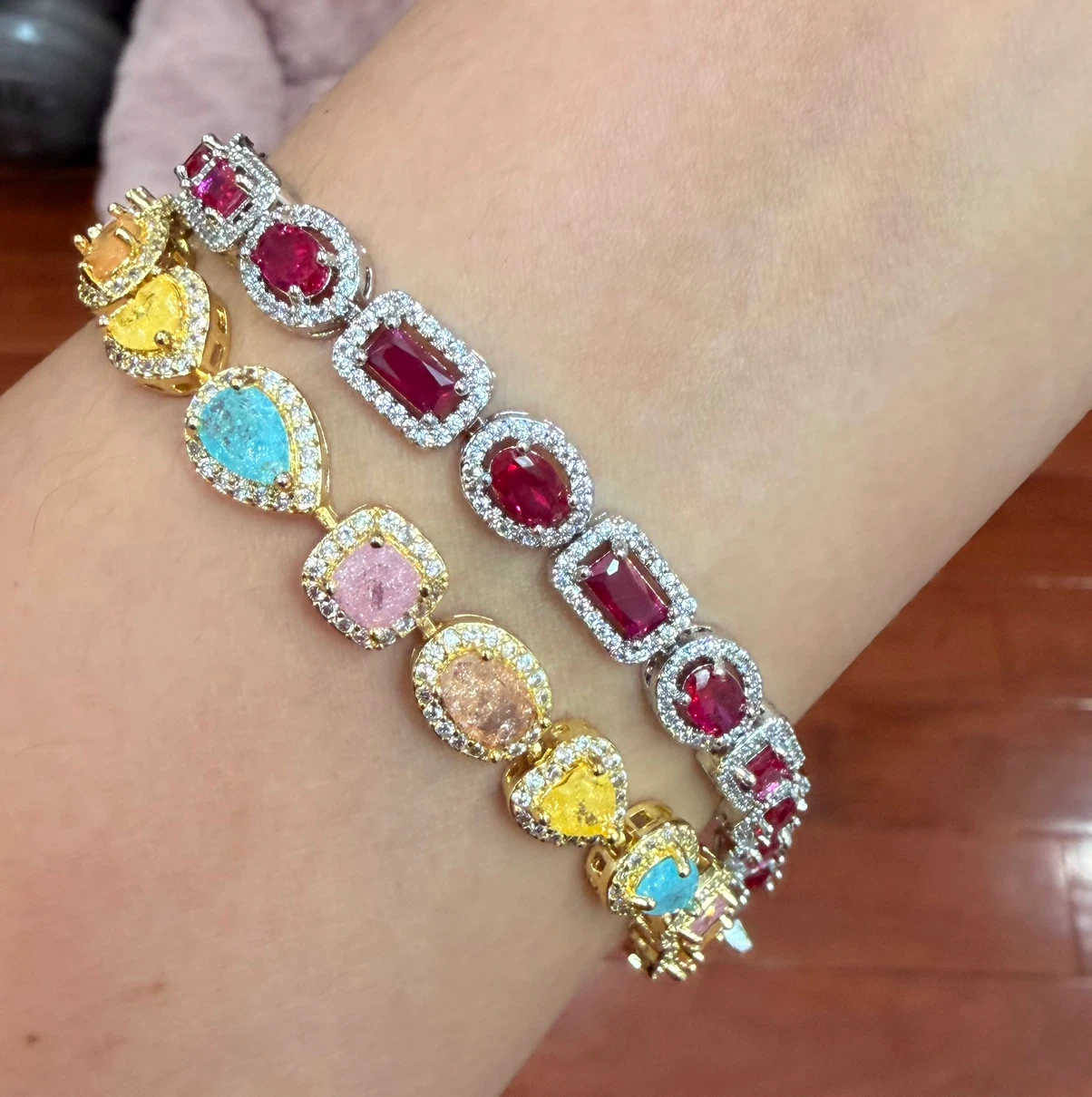 Colorful Gemstone & Ruby Tennis Bracelets