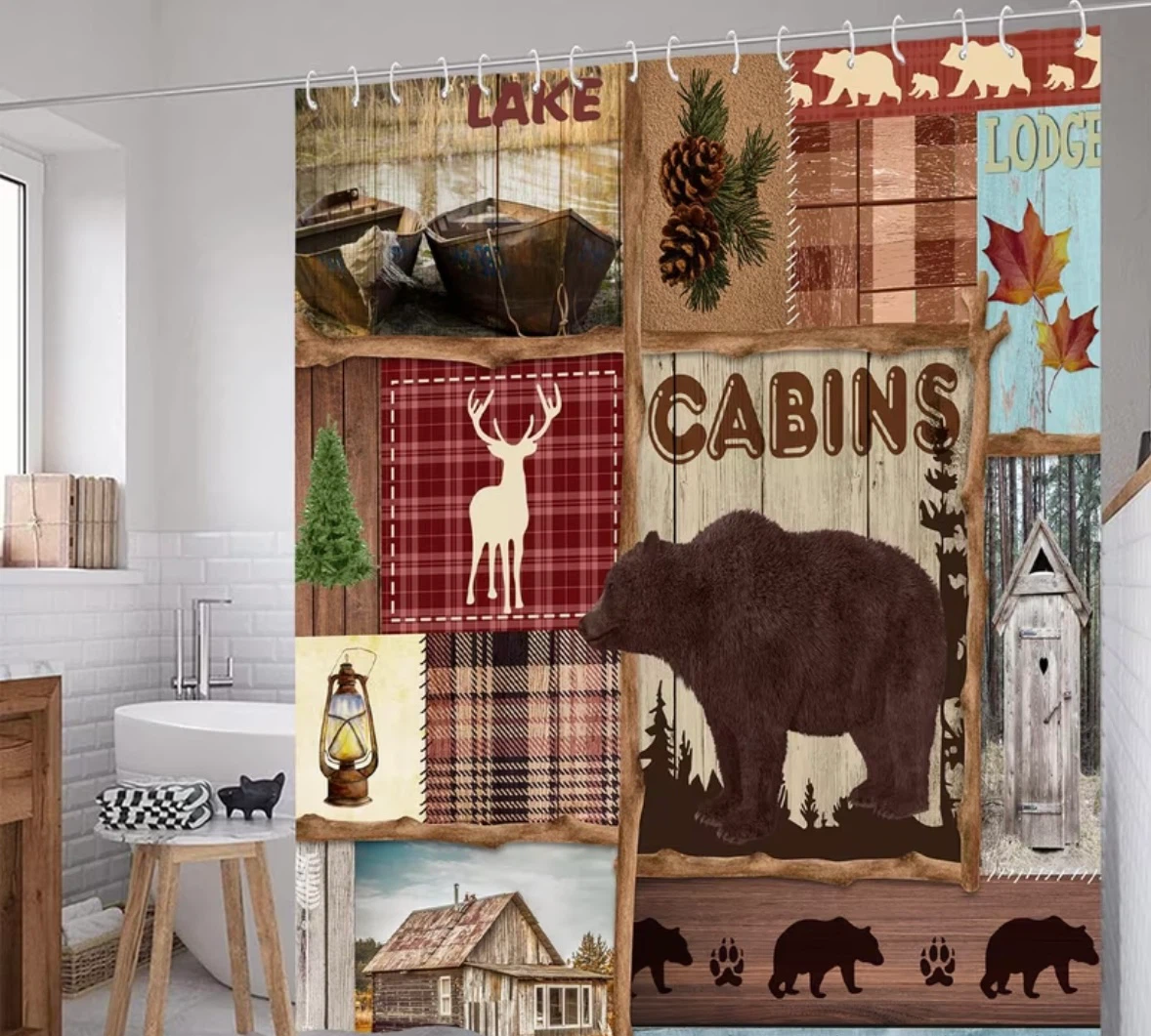 Bear Lodge Cabin Shower Stall Curtain - photo 2