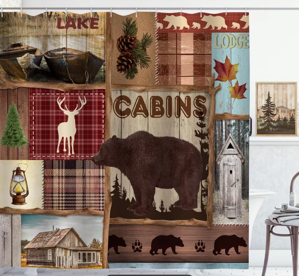 Bear Lodge Cabin Shower Stall Curtain - photo 3