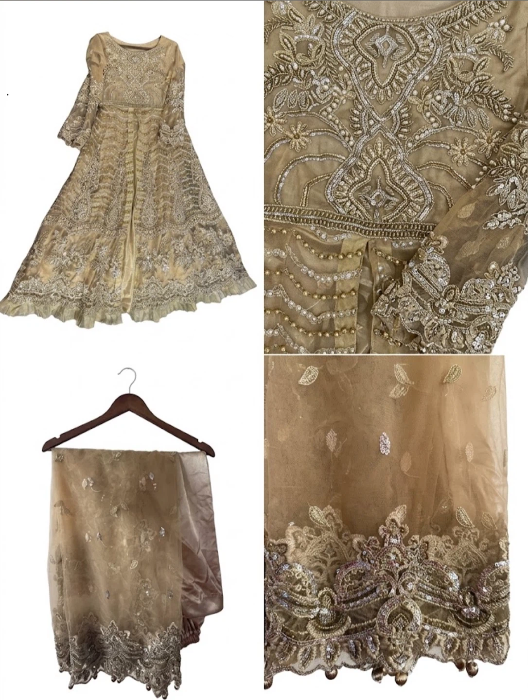 Heavy Embroidered Maxi Gown Set (Medium)