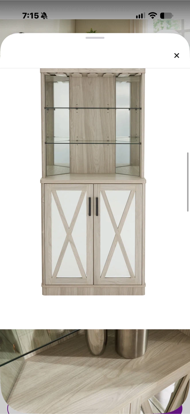 Corner Bar Cabinet with Mirrored Doors - photo 5
