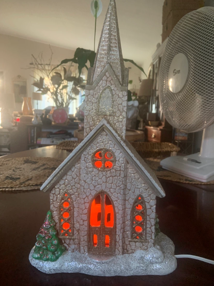 Light-Up Ceramic Church Christmas Village House