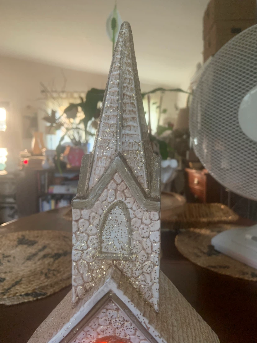Light-Up Ceramic Church Christmas Village House - photo 5