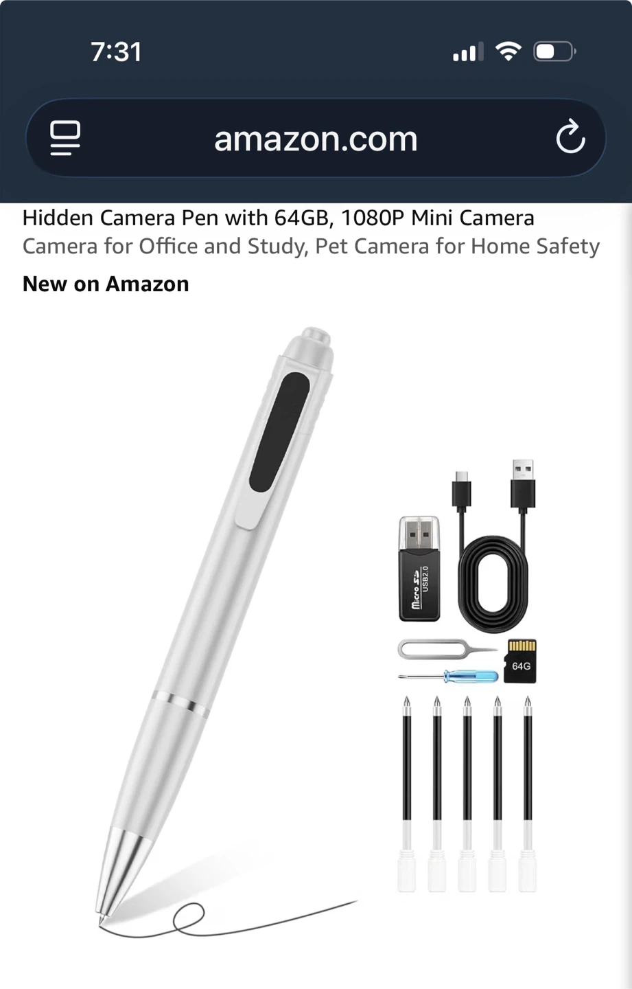 64GB Hidden Camera Pen 1080p