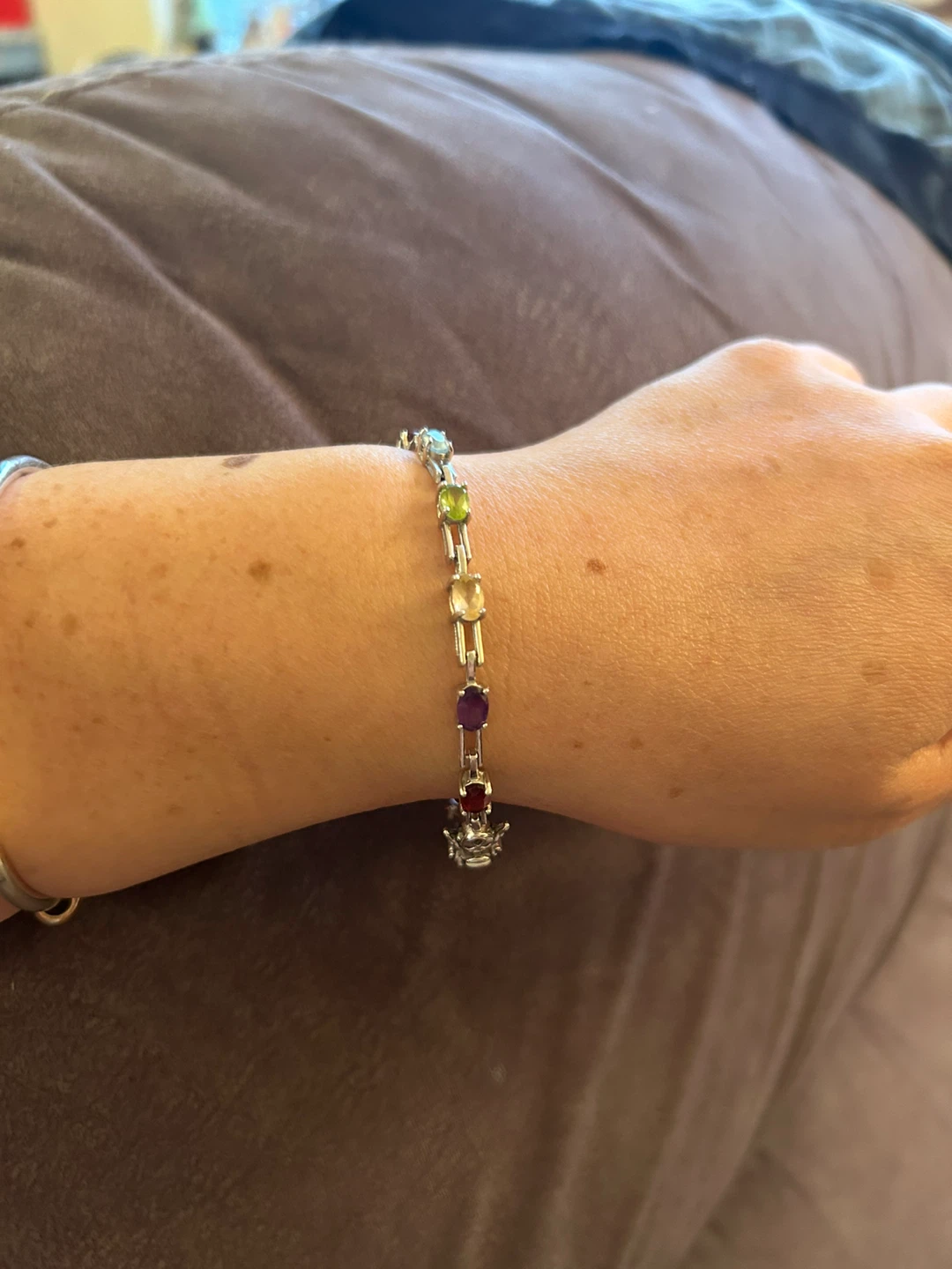 Vintage 925 Sterling Silver Multi Gemstone Tennis Bracelet - photo 2