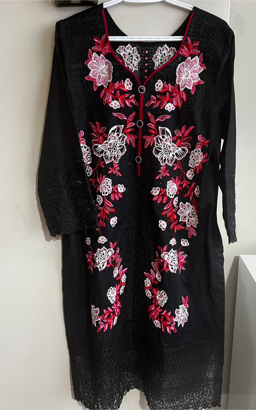 Black Embroidered 3 piece suit