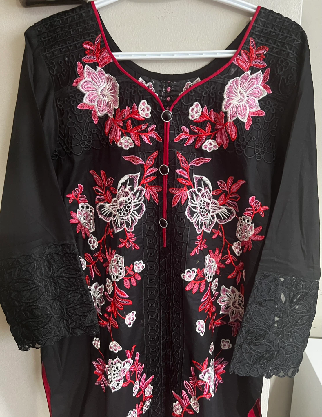 Black Embroidered 3 piece suit - photo 2