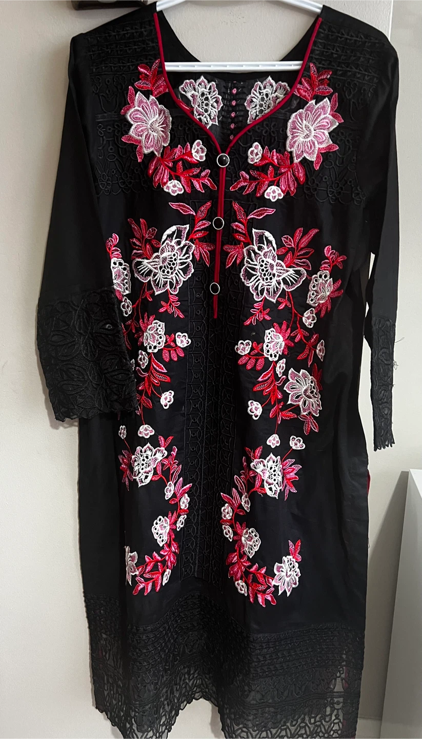Black Embroidered 3 piece suit - photo 3
